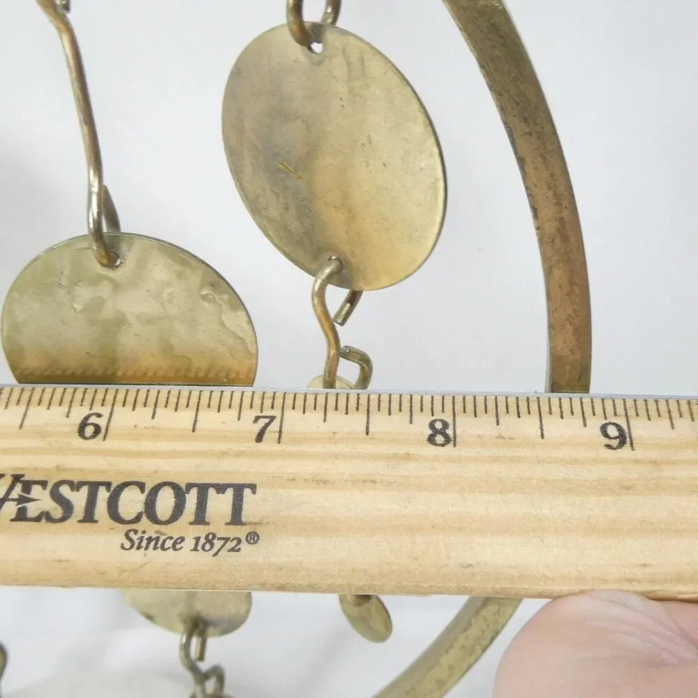 Tabletop Windchime Vintage Goldtone Metal Circles Marble Base Wind Chime